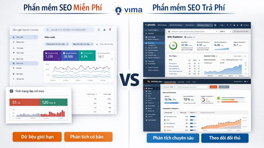 Công cụ seo miễn phí để bắt đầu. Trả phí để tăng tốc.