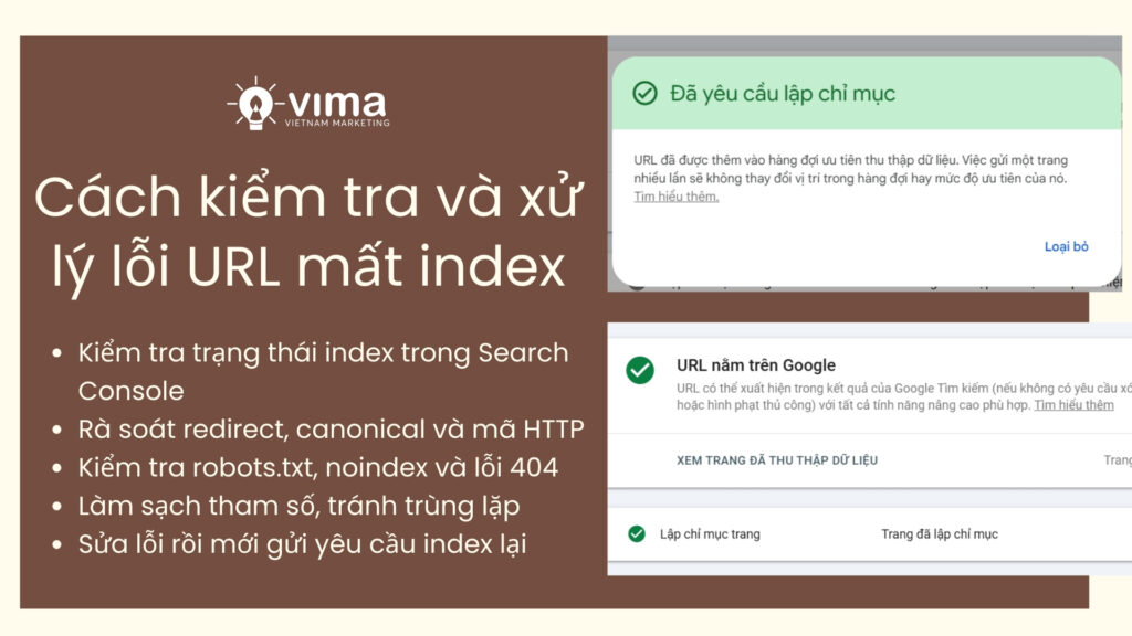 Kiểm tra kỹ thuật đúng cách giúp khôi phục index nhanh chóng.
