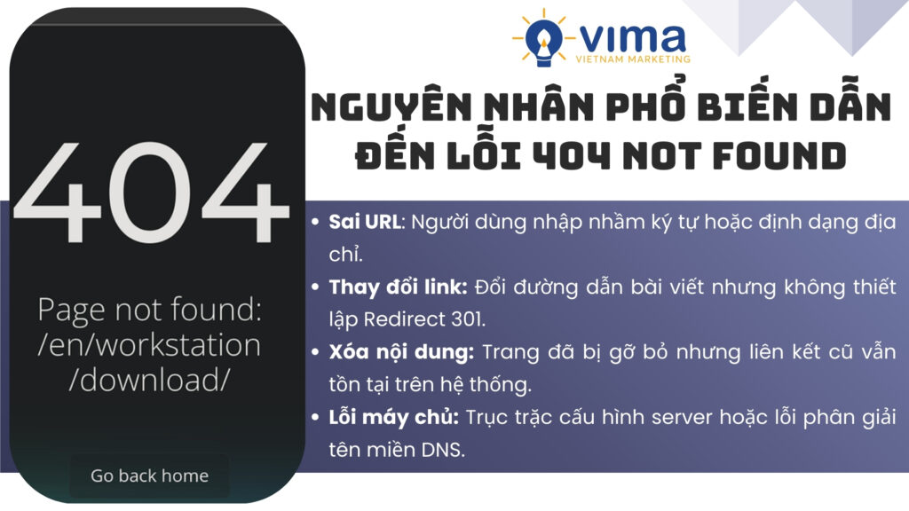 Các sai sót khi nhập liệu hoặc cấu trúc website thay đổi thường gây ra mã lỗi này.