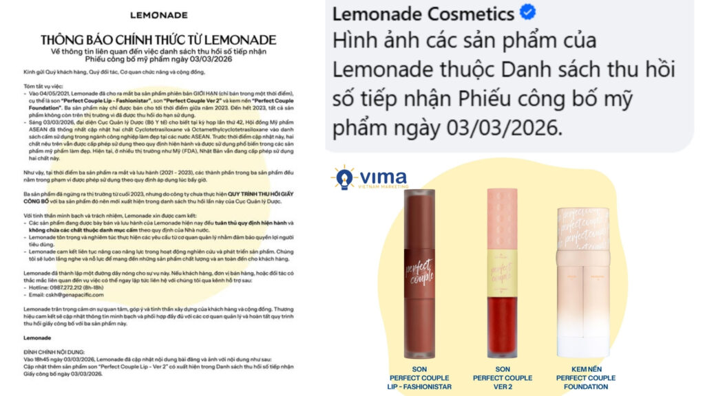 Sản phẩm Lemonade bị thu hồi