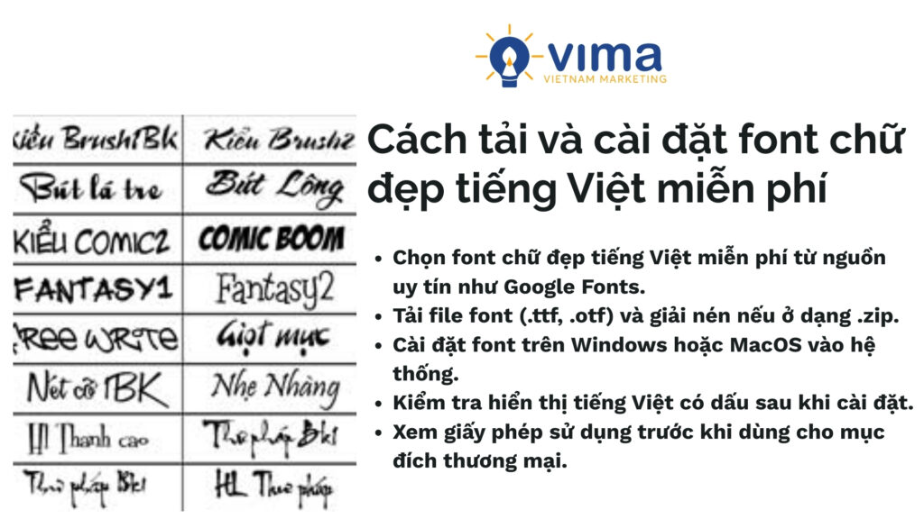 Hướng dẫn tải và cài đặt font chữ đẹp tiếng Việt miễn phí nhanh, đúng cách.