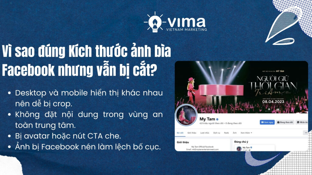 Ảnh bìa Facebook dễ bị cắt do sai vùng hiển thị