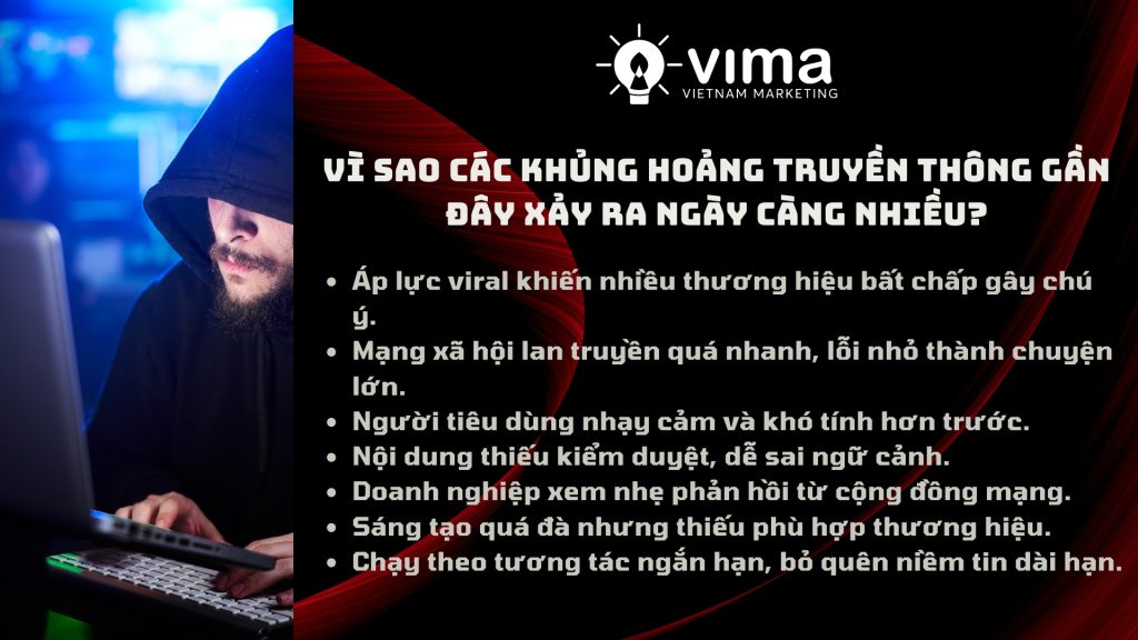 Khủng hoảng truyền thông tăng vì viral nhanh, sai dễ lan, khách hàng khó tính hơn.