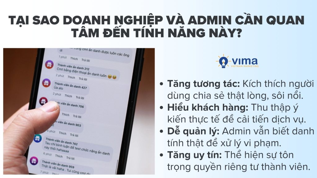 Cách bình luận ẩn danh giúp Admin tăng tương tác, thu thập ý kiến thật và quản lý nhóm hiệu quả.