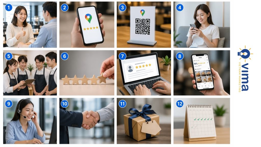 12 cách giúp tăng đánh giá 5 sao tự nhiên, nâng uy tín và hút khách bền vững.