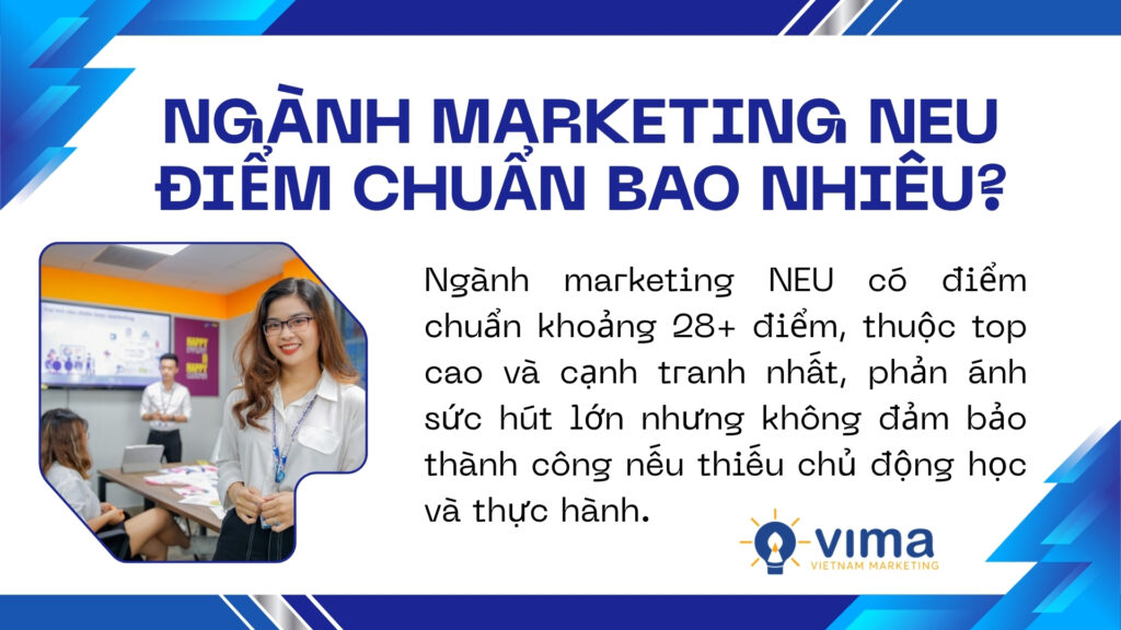 Ngành marketing NEU có điểm chuẩn khoảng 28+ điểm, thuộc nhóm ngành cạnh tranh cao nhất hiện nay.