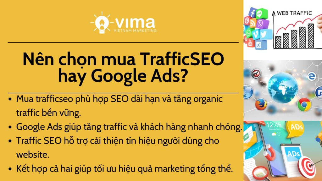 Mua trafficseo hỗ trợ SEO lâu dài, còn Google Ads giúp tăng khách hàng nhanh hơn