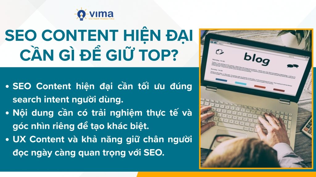 SEO Content hiện đại cần đúng search intent, giá trị thực tế và trải nghiệm đọc tốt