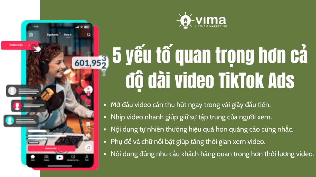 Nội dung hấp dẫn và đúng nhu cầu thường quan trọng hơn độ dài video TikTok Ads