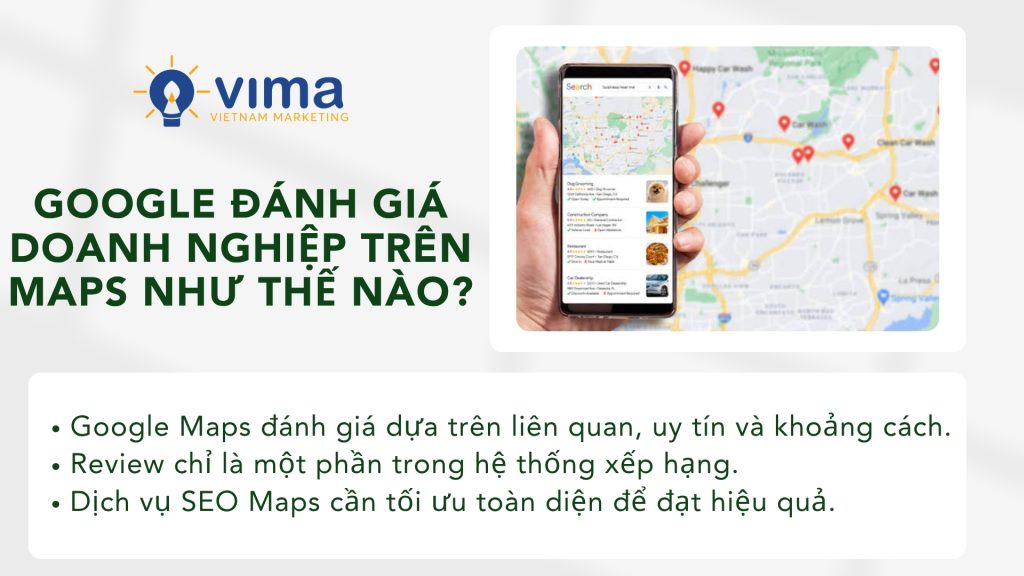 Google Maps xếp hạng dựa trên sự liên quan, uy tín và khoảng cách địa lý